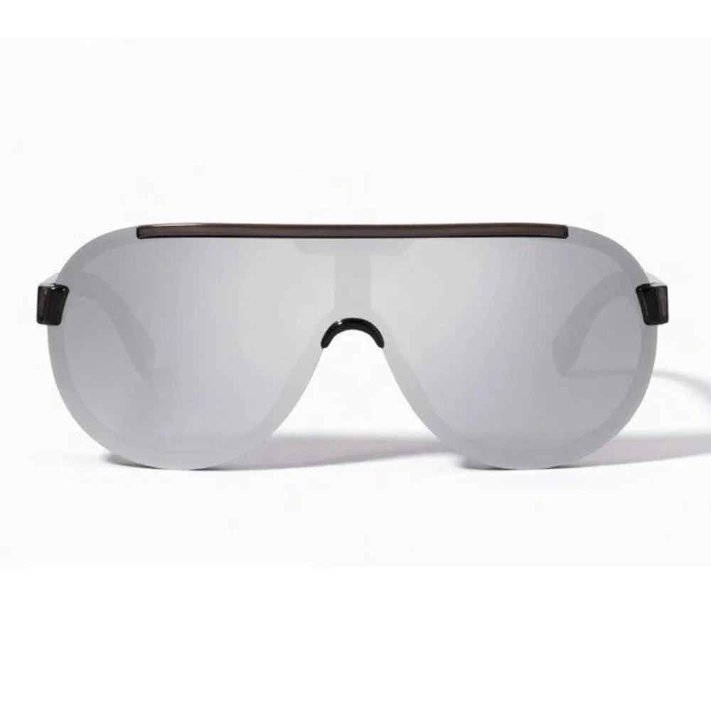 Men‎ Silver Mirror Shield Sunglasses Smoke Grey Oversized Visor Shades Fishing